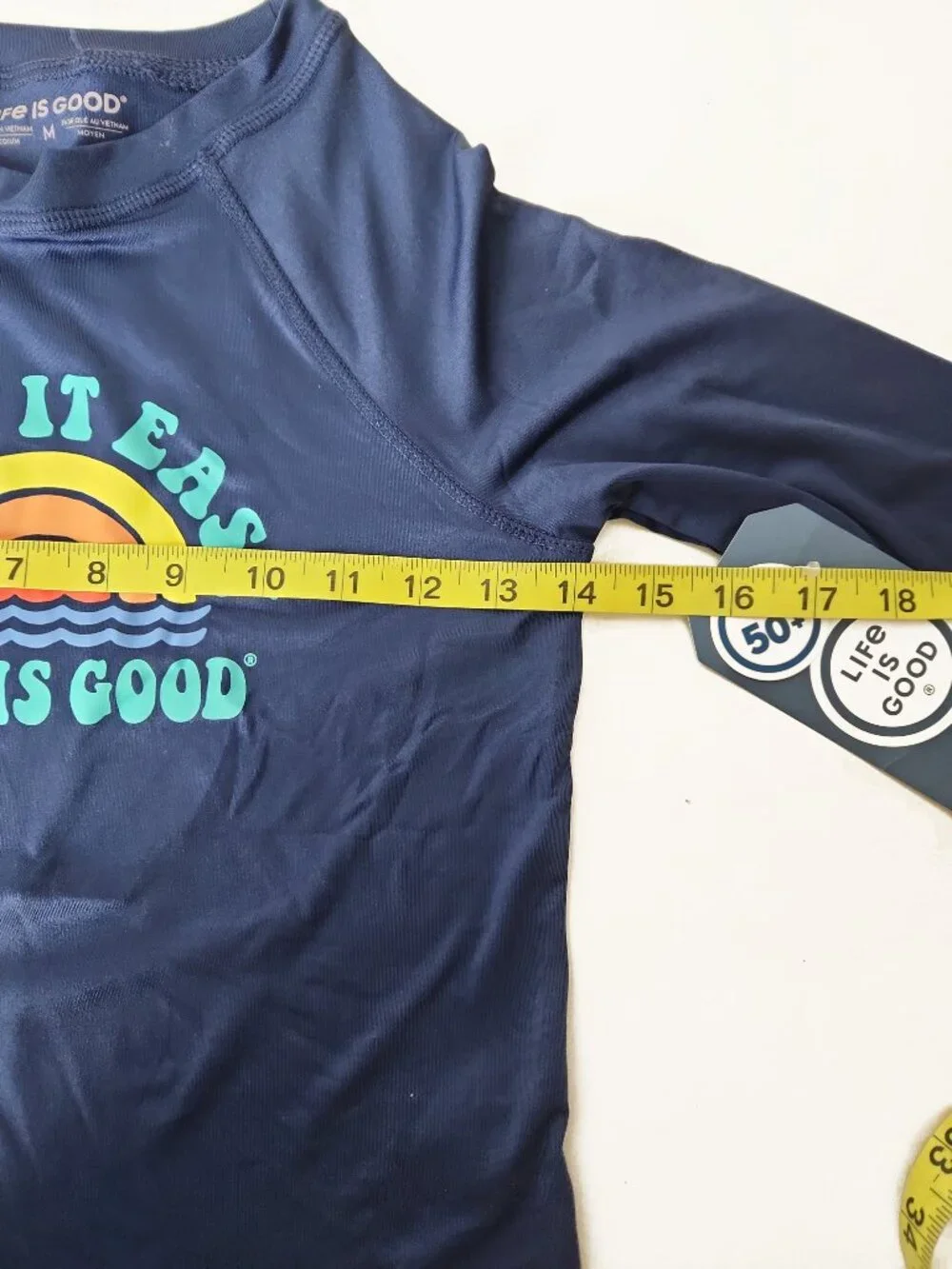 Kids Life Is Good long sleeve sunshirt rashguard navy M unisex boys girls NWT